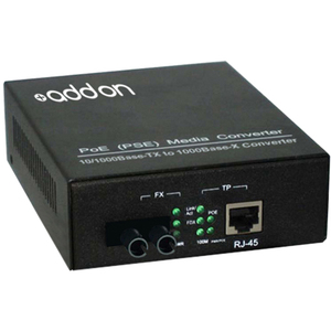 AddOn 10/100/1000Base-TX(RJ-45) to 1000Base-LX(ST) SMF 1310nm 20km POE Media Converter - Thumbnail 1