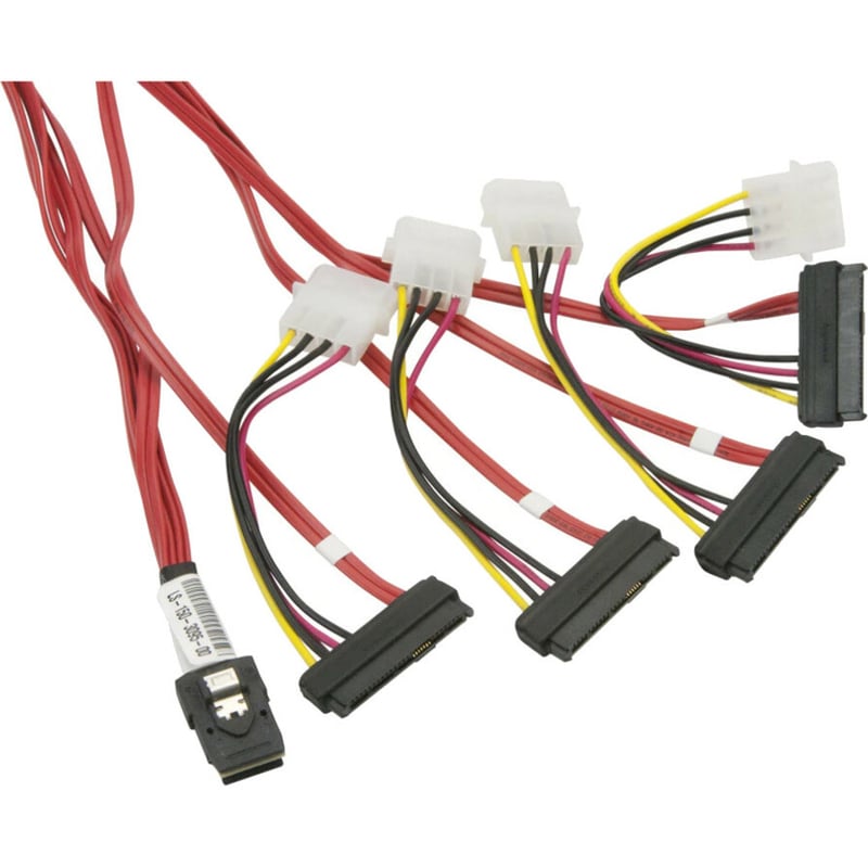 Supermicro MiniSAS to 4 SAS/SATA 60cm with 4 Pin Power 15cm Cable - Thumbnail 2