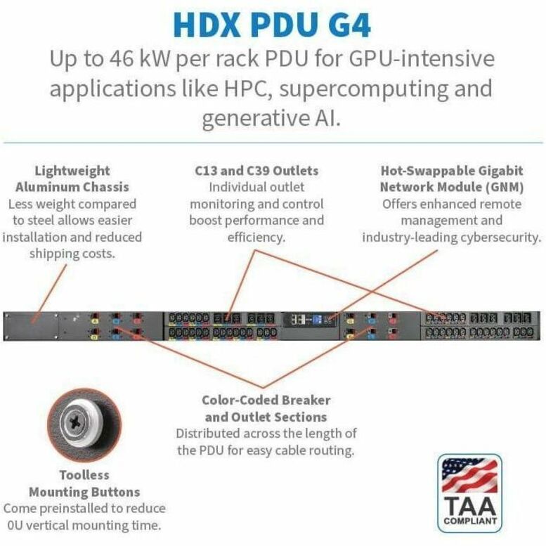 3-PHASE MANAGED HDX RACK PDU G4 208V 48 OUTLETS (24 C13 + 24 C39)