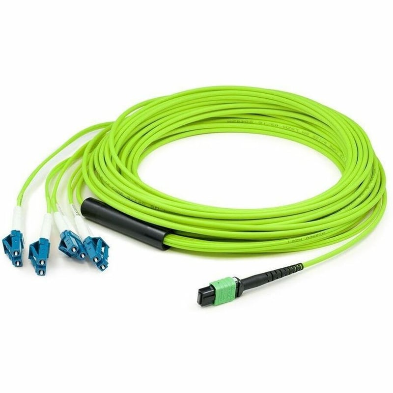 AddOn 2m MPO/UPC to 4xLC/UPC Duplex Lime Green OM5 OFNR (Riser-Rated) 12-Strand Fiber Fanout Cable