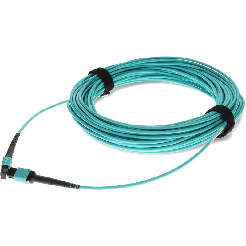 AddOn 15m MPO/UPC to MPO/UPC Aqua OM4 OFNP (Plenum-Rated) 12-Strand Fiber Patch Cable - Thumbnail 1