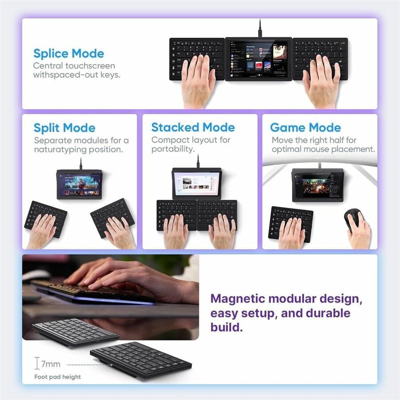 MOBILE PIXELS TETRA SPLIT KEYBOARD W/ TOUCH LCD - Thumbnail 3
