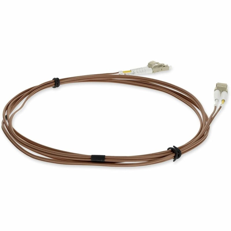AddOn 10m LC to LC Brown OM4 Duplex OFNR (Riser-Rated) TAA Fiber Patch Cable - Thumbnail 5