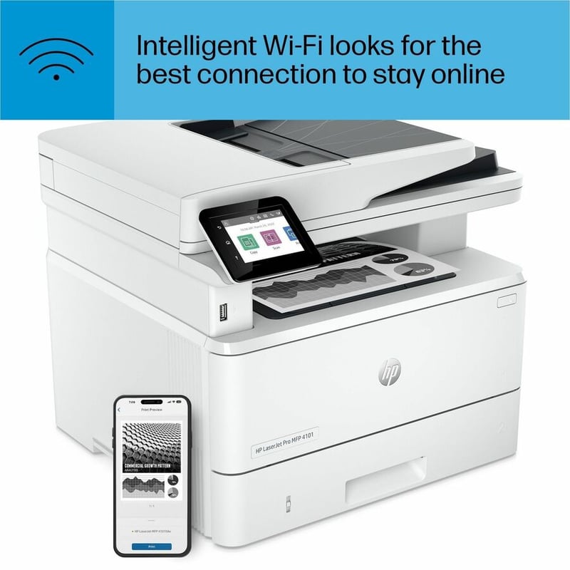 HP LaserJet Pro 4101fdw Wireless Laser Multifunction Printer - Monochrome - Thumbnail 3