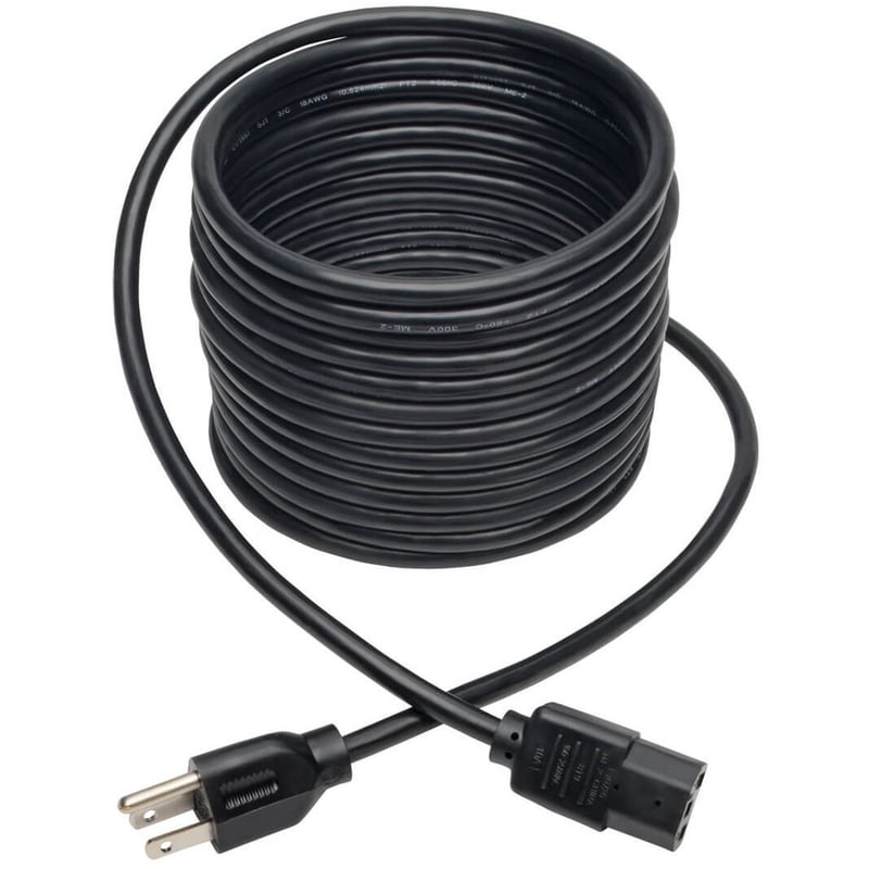 Eaton Tripp Lite Series Desktop Computer AC Power Cable, NEMA 5-15P to C13 - 10A, 125V, 18 AWG, 20 ft. (6.09 m), Black - Thumbnail 2