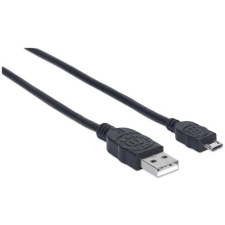Manhattan Hi-Speed USB 2.0 A Male to Micro-B Male Device Cable, 1.5', Black - Thumbnail 2