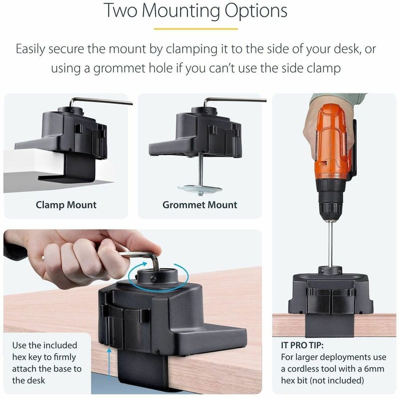TRIPLE MONITOR DESK MOUNT - UP TO 27INCH SCREENS SPRING ARMS - Thumbnail 4
