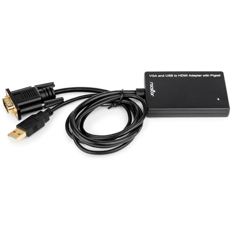 Rocstor Premium VGA to HDMI Adapter with USB Audio 3.5mm & Power - Portable VGA to HDMI Converter - 1080p - HDMI/USB/VGA for Video Device - 1 Pack - 1 x HD-15 Male VGA, 1 x Type A Male USB - 1 x HDMI Female Digital Video - 1 x Aud - Thumbnail 2