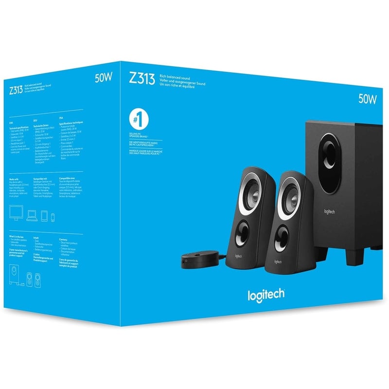 Logitech Z313 2.1 Speaker System - 25 W RMS - Black - Thumbnail 3