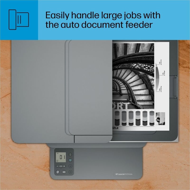 HP LaserJet M234sdw Laser Multifunction Printer-Monochrome-Copier/Scanner-30 ppm Mono Print-600x600 dpi Print-Automatic Duplex Print-20000 Pages-150 sheets Input-Color Flatbed Scanner-600 dpi Optical Scan-Wireless LAN-Apple AirPri - Thumbnail 3