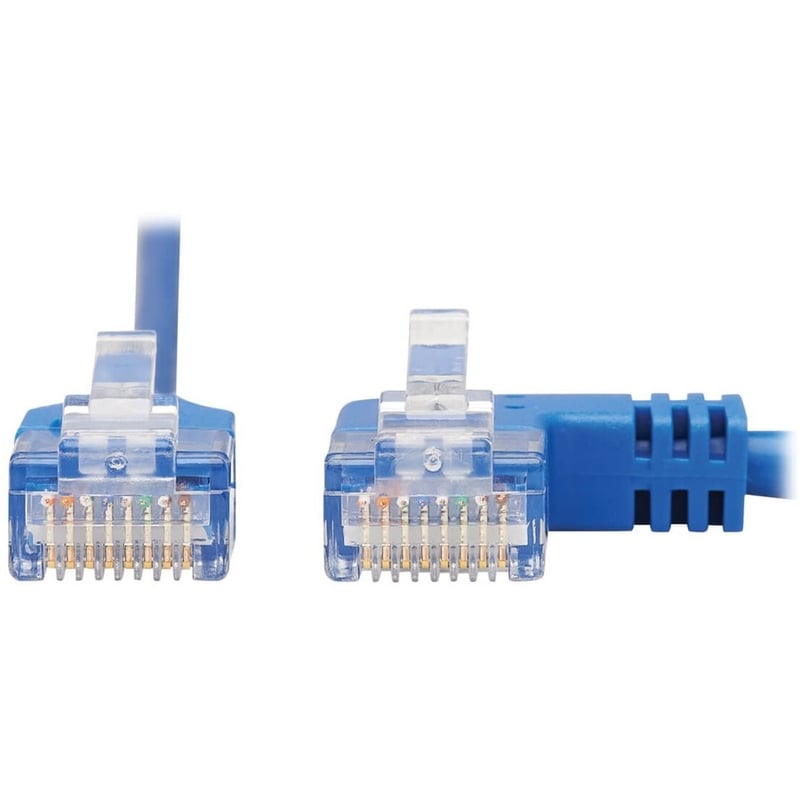 Eaton Tripp Lite Series Right-Angle Cat6 Gigabit Molded Slim UTP Ethernet Cable (RJ45 Right-Angle M to RJ45 M), Blue, 7 ft. (2.13 m) - Thumbnail 3