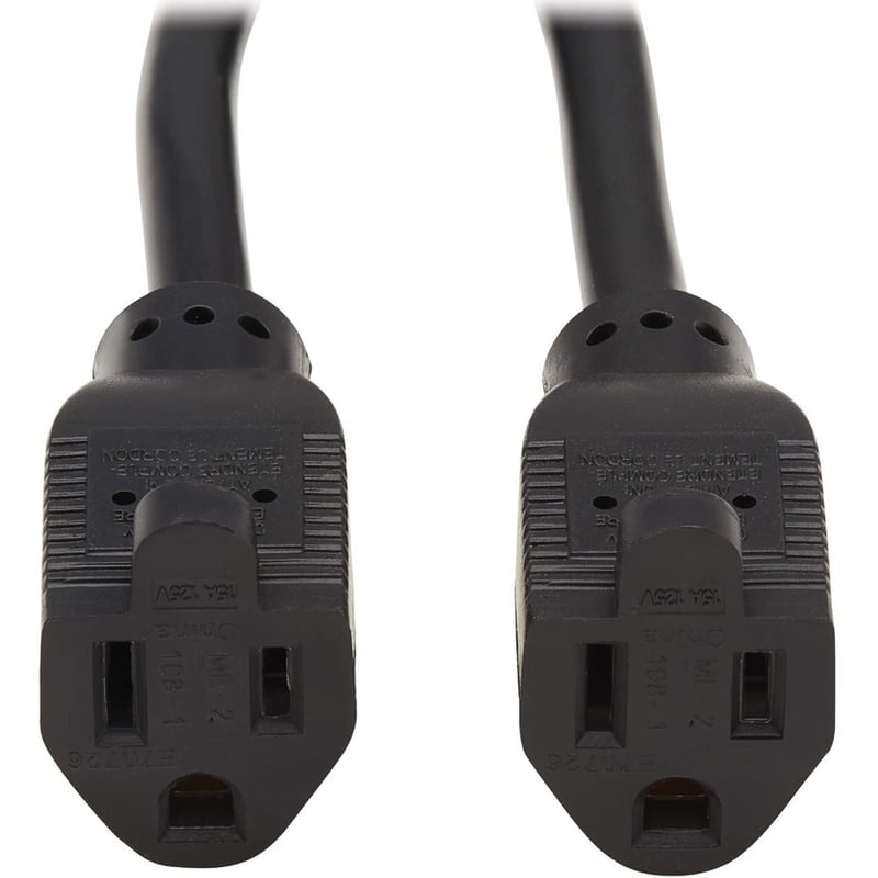 Eaton Tripp Lite Series Extension Cord Y Splitter, Right-Angle NEMA 5-15P to 2x NEMA 5-15R - Heavy Duty, 15A, 120V, 14 AWG, 1 ft. (0.3 m), Black - Thumbnail 3