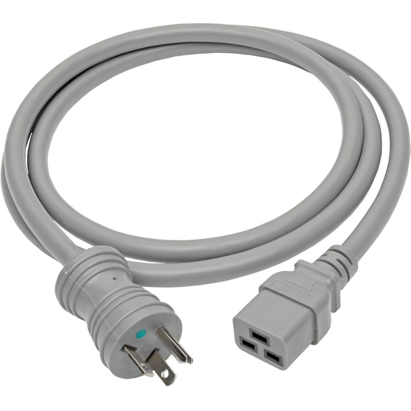 Eaton Tripp Lite Series Hospital-Grade Power Cord, NEMA 5-20P to C19 - Heavy-Duty, Green Dot, 20A, 125V, 12 AWG, 6 ft. (1.83 m), Gray - Thumbnail 1
