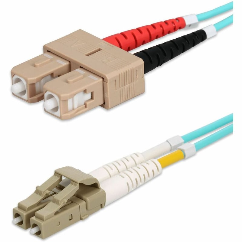 AddOn 0.5m SC to LC Aqua OM4 Duplex OFNR (Riser-Rated) Fiber Patch Cable - Thumbnail 2