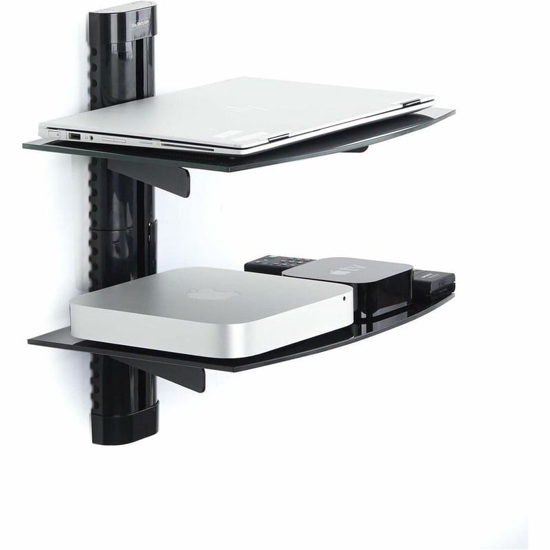 DUAL FLOATING WALL-MOUNTED AV SHELVES FOR UNDER TV - Thumbnail 4