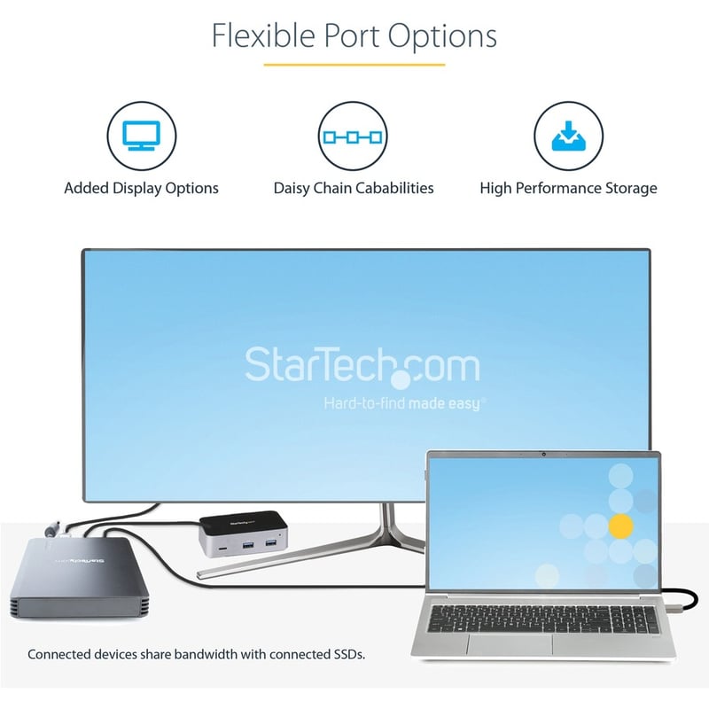 StarTech.com 4 Bay Thunderbolt 3 NVMe Enclosure, For M.2 NVMe SSD Drives, 1x DisplayPort Video and 2x TB3 Downstream Ports, 40Gbps - Thumbnail 3