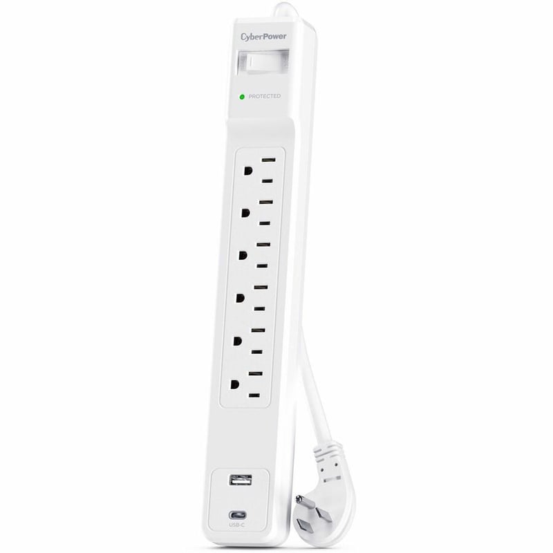 CYBERPOWER CSP604UCW SURGE 1500J 4 CORD USB-AC WHITE - Thumbnail 5