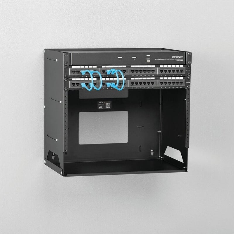 StarTech.com 2-Post 8U Open Frame Wall Mount Network Rack with Built-in Shelf and Adjustable Depth, Computer Rack for IT Equipment, TAA~ - Thumbnail 2