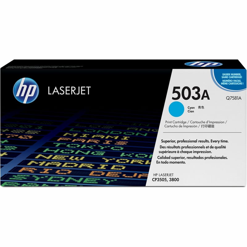 HP 503A (Q7581A) Original Laser Toner Cartridge - Single Pack - Cyan - 1 Each - Thumbnail 1