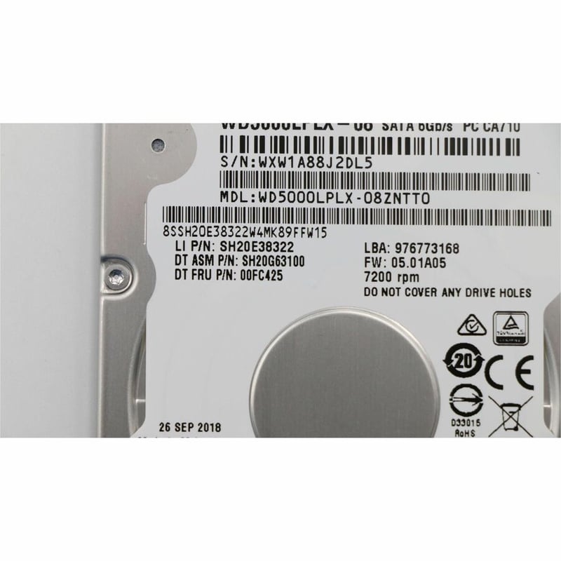 Lenovo-IMSourcing 500 GB Hard Drive - 2.5" Internal - SATA (SATA/600) - Thumbnail 4