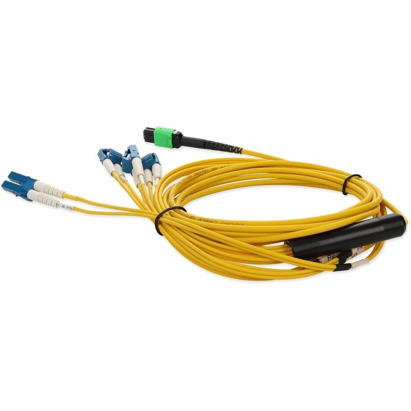 AddOn 1.5m MPO/APC to 4xLC/UPC Duplex Yellow OS2 LSZH 8-Strand SMF Fiber Fanout Cable - Thumbnail 3
