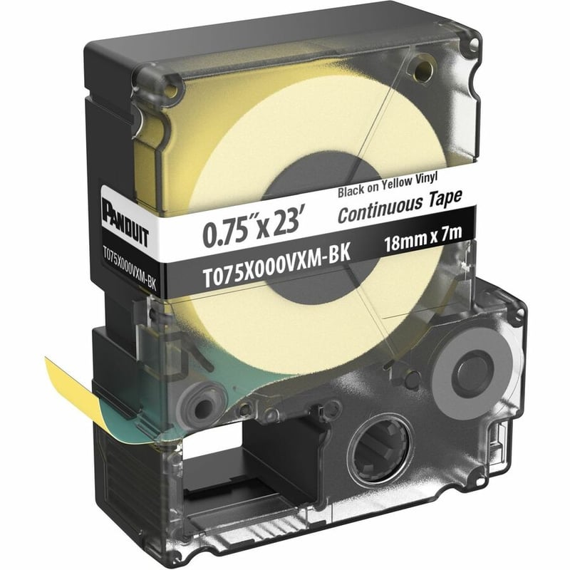 Panduit PXE T075X000VXM-BK MP Printer Cont. Tape, Safety & ID, Vinyl, Blk/Ylw, .75" W - Thumbnail 4