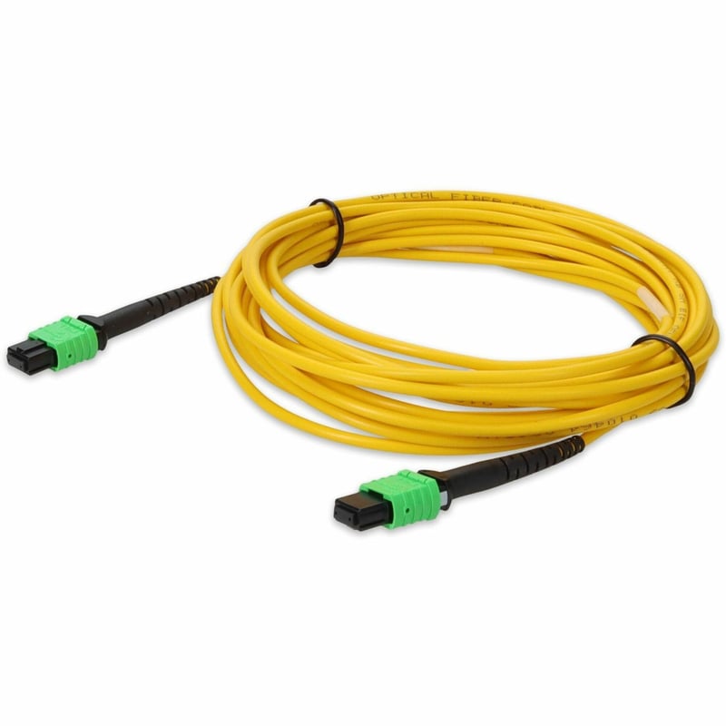 AddOn 2m MPO/APC to MPO/APC Yellow OS2 OFNR (Riser-Rated) 12-Strand SMF Type-A (Straight) Fiber Patch Cable - Thumbnail 1