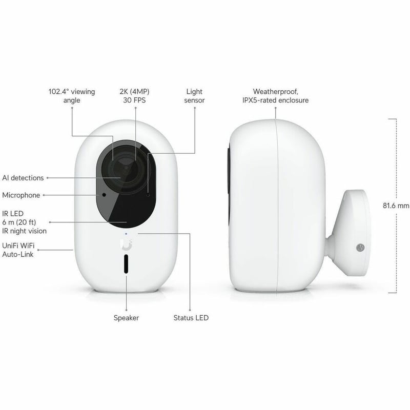 Ubiquiti UniFi UVC-G4-INS 5 Megapixel Indoor 2K Network Camera - Color