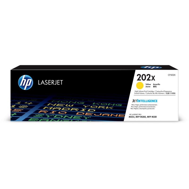 HP 202X (CF502X) Original High Yield Laser Toner Cartridge - Yellow - 1 Each - Thumbnail 1