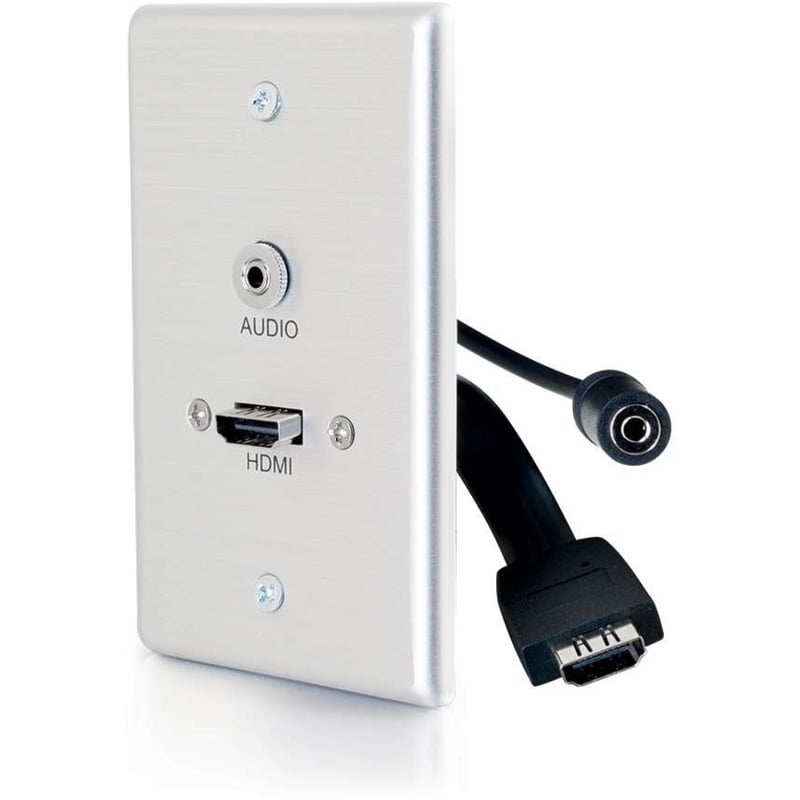 C2G Single Gang HDMI Wall Plate with 3.5mm Audio Aluminum - Thumbnail 1