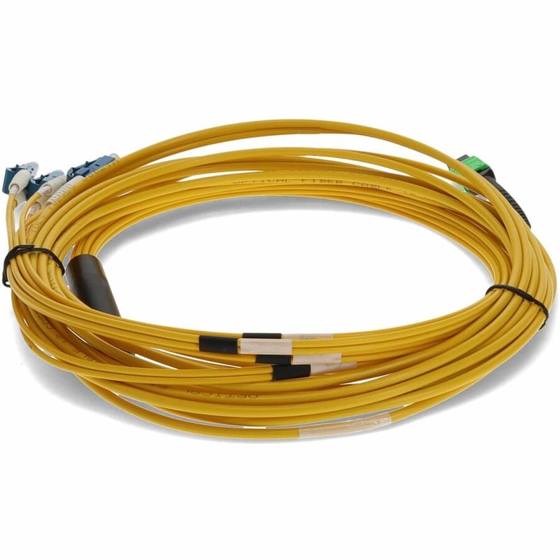 AddOn 10m MPO/APC to 4xLC/UPC Duplex Yellow OS2 OFNP (Plenum-Rated) 8-Strand SMF Fiber Fanout Cable - Thumbnail 4