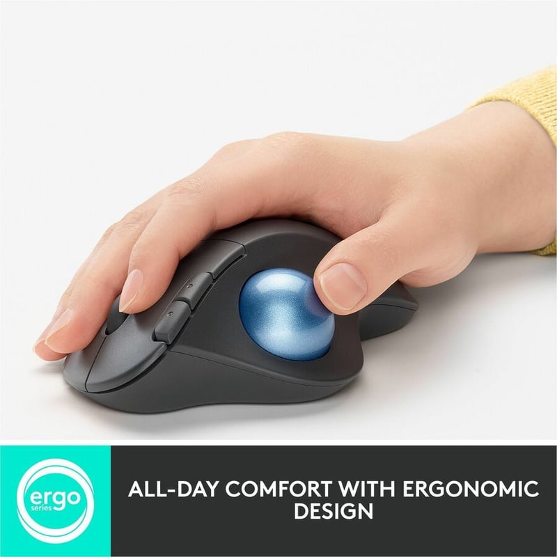 Logitech ERGO M575 Wireless Trackball Mouse - Easy thumb control, precision and smooth tracking, ergonomic comfort design, for Windows, PC and Mac with Bluetooth and USB capabilities (Black) - Thumbnail 3