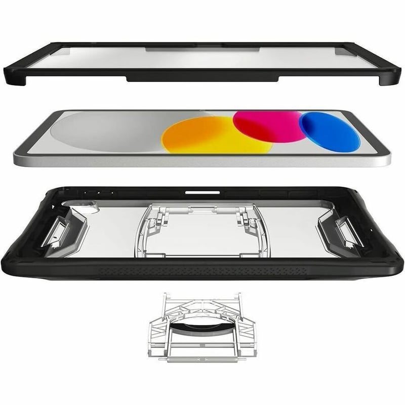 AfterShock Case for iPad 10.9 Gen 10, w/ Kickstand & Screen Protector, Black - Thumbnail 3