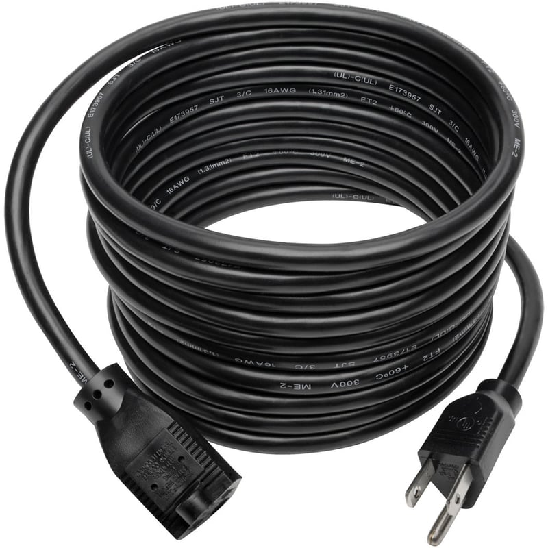 Eaton Tripp Lite Series Power Extension Cord, NEMA 5-15P to NEMA 5-15R - 13A, 120V, 16 AWG, 15 ft. (4.57 m), Black - Thumbnail 2