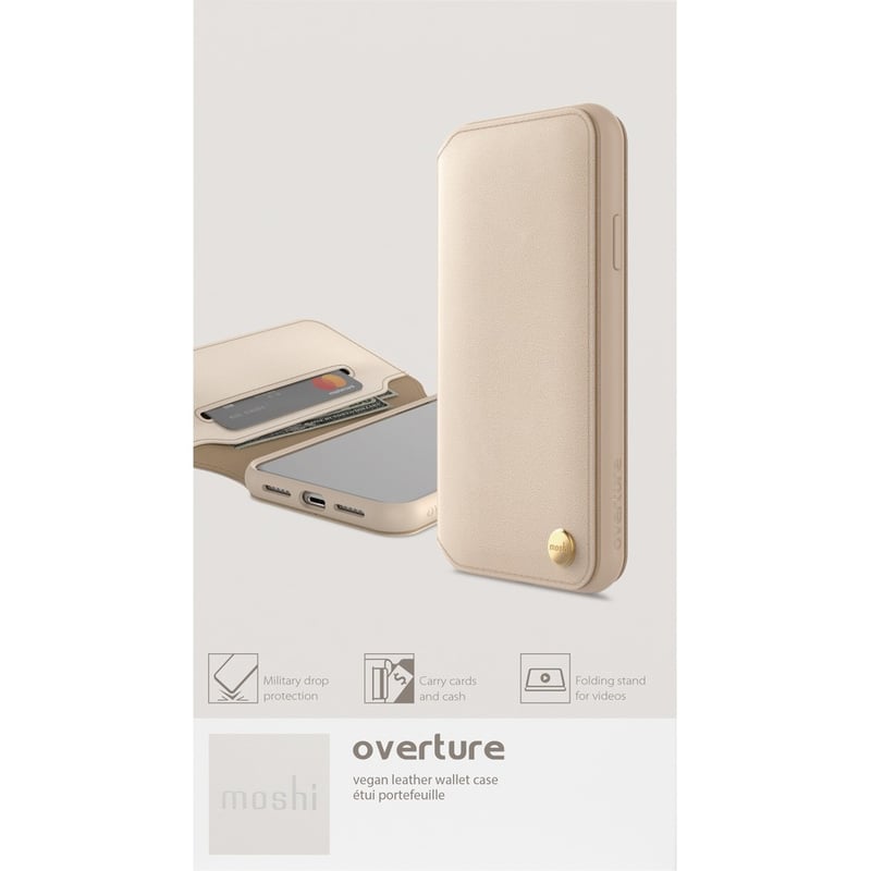 Moshi Overture Carrying Case (Wallet) Apple iPhone XR Smartphone - Savanna Beige - Thumbnail 5