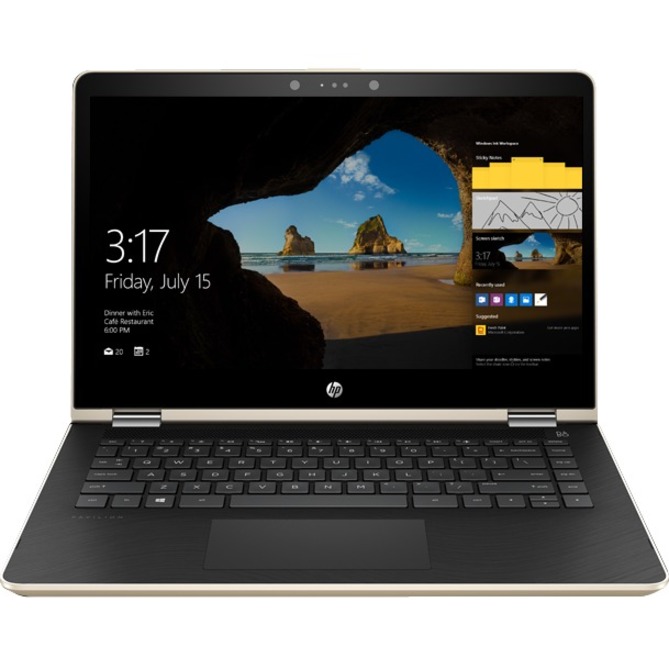HP Pavilion x360 13-u100 13-u165nr 13.3" Touchscreen Convertible 2 in 1 Notebook - Intel Core i7 7th Gen i7-7500U - 8 GB - 256 GB SSD - Modern Golden, Ash Silver - Thumbnail 2