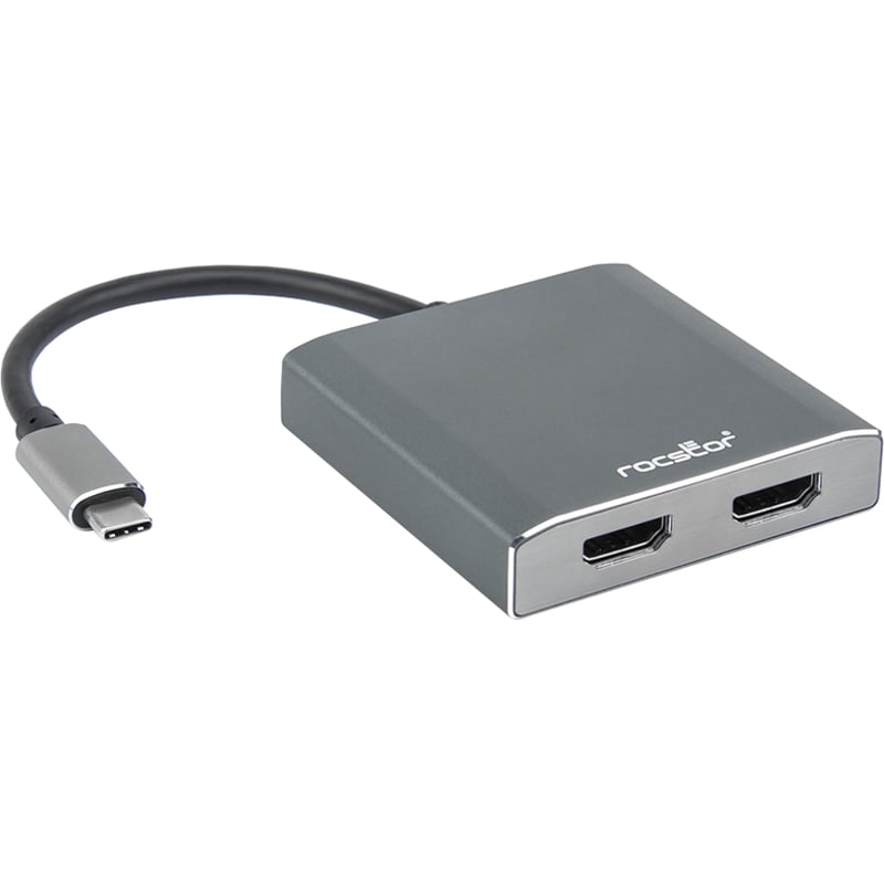 Rocstor Premium USB-C to Dual HDMI Multi Monitor Adapter - 4K 30Hz - USB Type- C 2-Port MST Hub - for Mac and Windows - 4Kx2K Resolutions up to 3840x2160 @ 30Hz - for MacBook Pro, Notebook/Desktop PC - USB-C to 2x HDMI Splitter - - Thumbnail 4
