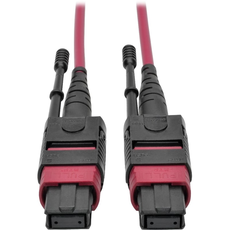 Eaton Tripp Lite Series 100G MTP/MPO Multimode OM4 Plenum-Rated Fiber Optic Cable (F/F), 12 Fiber, 40/100GBASE-SR4, Push/Pull Tabs, Magenta, 10 m - Thumbnail 1