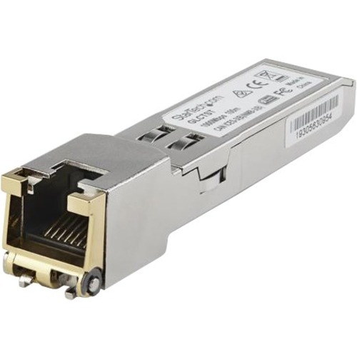 StarTech.com Juniper RX-GET-SFP Compatible SFP Module - 1000BASE-T - 1GE Gigabit Ethernet SFP to RJ45 Cat6/Cat5e Transceiver - 100m - Thumbnail 1