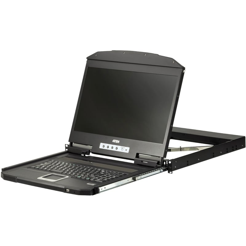 Aten 1U Ultra Short Depth Single Rail WideScreen LCD Console (USB / VGA)-TAA Compliant - Thumbnail 1