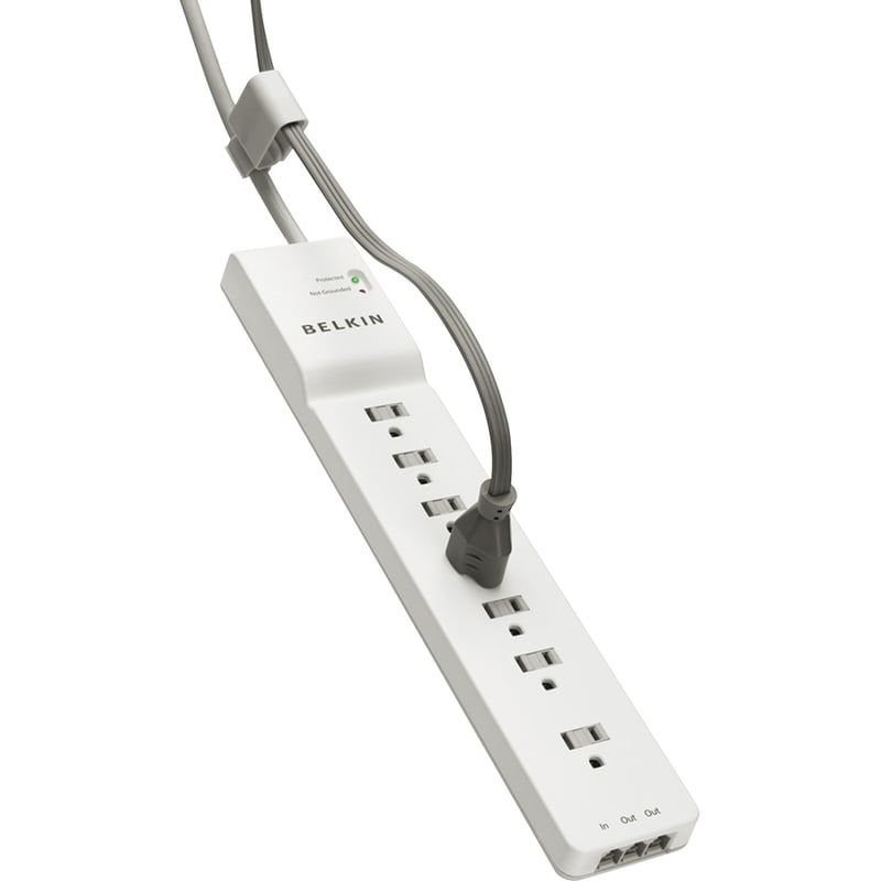 Belkin 7 Outlet Power Strip Surge Protector with 6ft Power Cord - 2320 Joules - White - Thumbnail 3