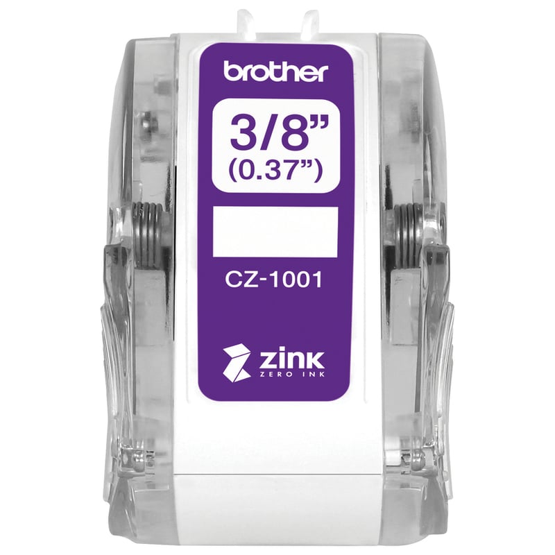 Brother Genuine CZ-1001 3/8" (0.37") 9mm wide x 16.4 ft. (5 m) long label roll featuring ZINK Zero Ink technology - Thumbnail 3