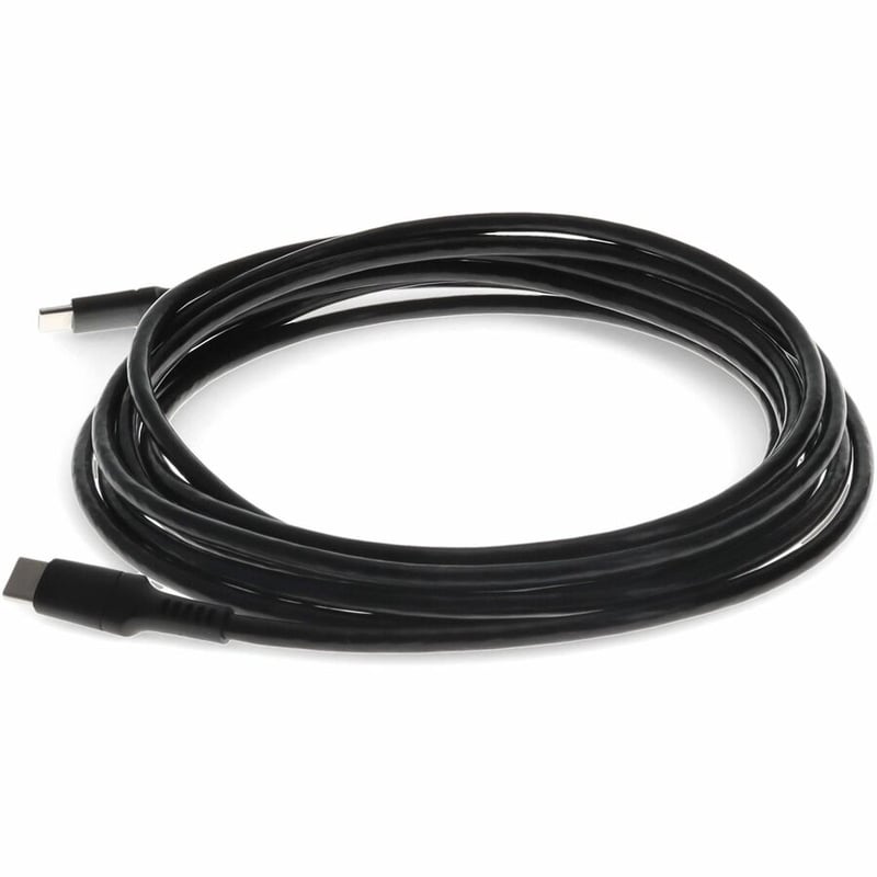 10ft (3m) USB-C Male to USB-C Male USB 2.0 Sync and Charge Black Cable - Thumbnail 2
