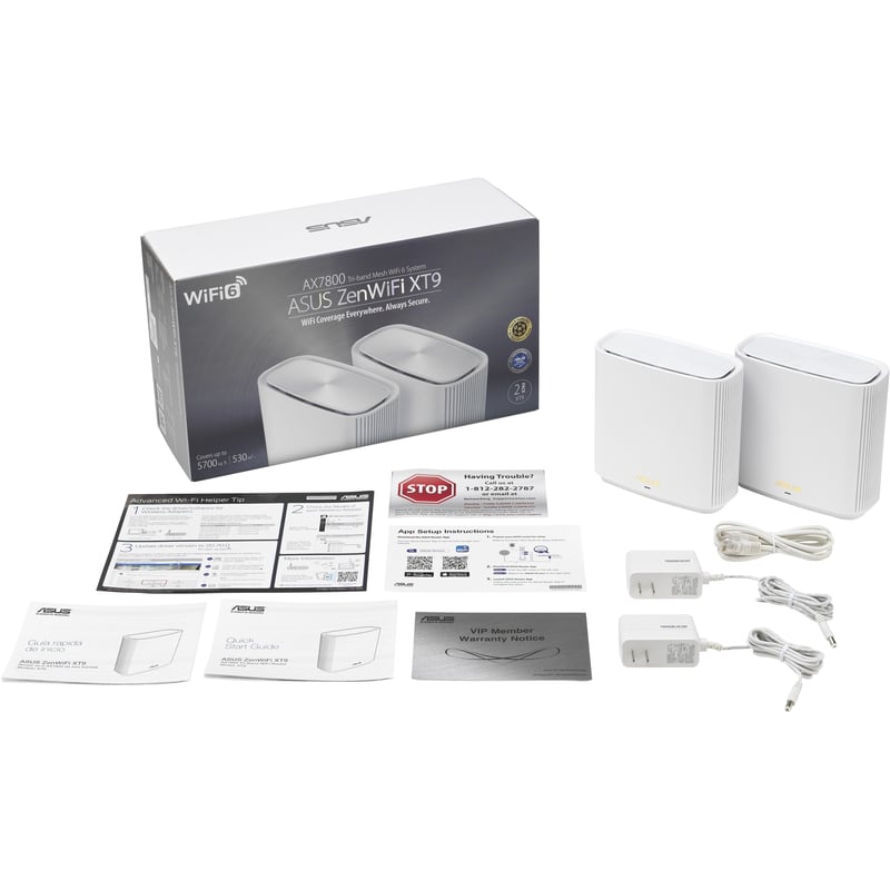 Asus ZenWiFi XT9 XT9 (W-2-PK) Wi-Fi 6 IEEE 802.11ax Ethernet Wireless Router - Thumbnail 1