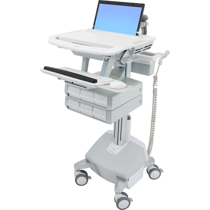 Ergotron StyleView Laptop Cart, LiFe Powered, 6 Drawers - Thumbnail 1