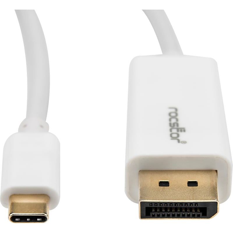 Rocstor Premium 10ft / 3m USB Type C to DisplayPort Cable - USB C to DP Cable - 4K 60Hz - White - DisplayPort/USB for Video Device, Monitor, Workstation, Projector, MacBook, Chromebook, Notebook, Ultrabook, TV - 10ft - 1 Pack - 1 - Thumbnail 2