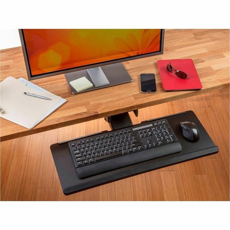 EASILY ADJUSTABLE HEIGHT, ANGLE, AND SWIVEL POSITION. STOWS UNDER DESK WHEN NOT - Thumbnail 5