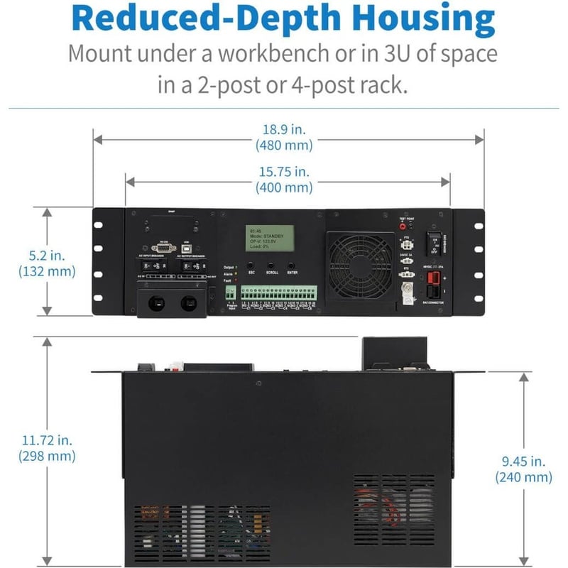 Tripp Lite by Eaton UPS 120VAC 24VDC 1500VA 1200W Extreme Temperature Network UPS for Industrial and Traffic Networks 3U Hardwire - Thumbnail 5
