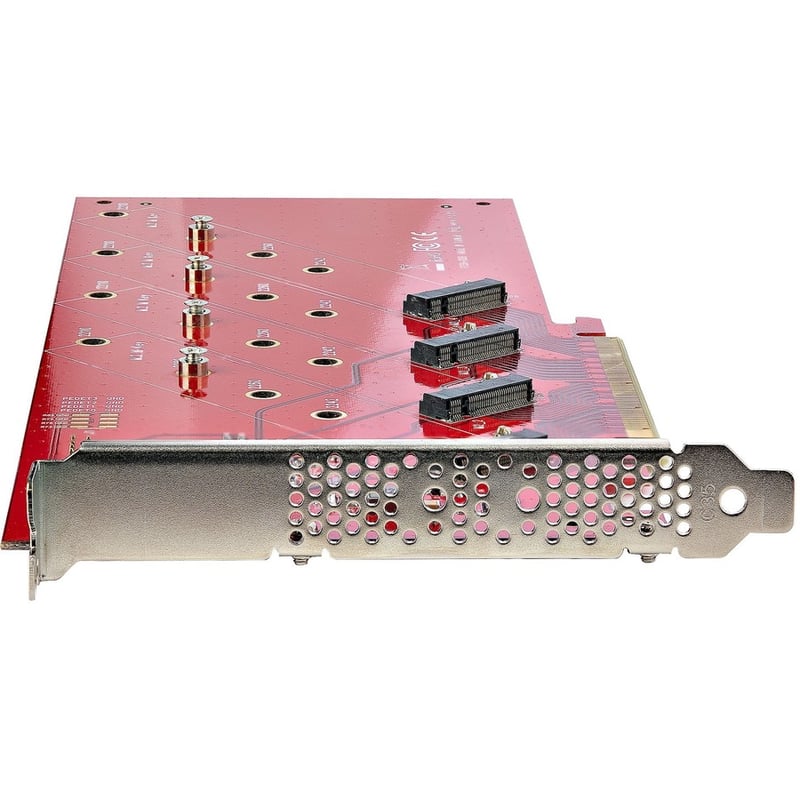 StarTech.com Quad M.2 PCIe Adapter Card, x16 Quad NVMe or AHCI M.2 SSD to PCI Express 4.0, Up to 7.8GBps/Drive, For 2242/2260/2280/22110mm PCIe M-Key M2 SSDs, Bifurcation Required - PC/Linux Compatible - Thumbnail 3