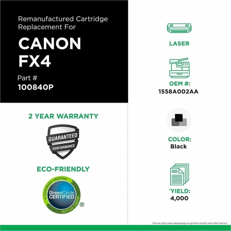 Clover Imaging Remanufactured Toner Cartridge for Canon FX4 (1558A002AA) - Thumbnail 3